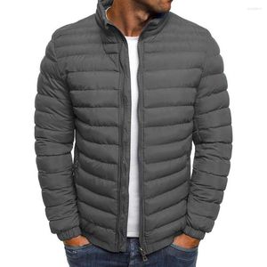 Men's Down Casual Men Coat Plus Size Stand Collar Lightweight Skin-friendly Autumn Winter Zipper Pockets Parka Jacket Streetwear For Work