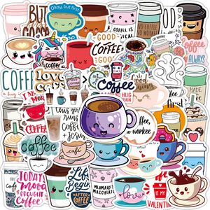 Coffee Stickers 50 PCS Vinyl Waterproof Drink Sticker for Laptop Bumper Skateboard Water Bottles Computer Phone Cup Gifts