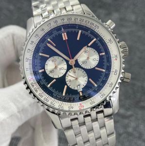 Yeni Lüks B01 Kalite Navitimer İzle Kronograf Kuvars Hareketi 46mm Çelik Sınırlı Siyah Dial 50. Yıl Erkekler Paslanmaz kayış Erkekleri İzle