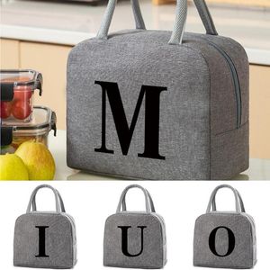 Duffel Bags Lunch Bag Cooler Tote Portable Insulated Box Thermal Cold Food Container Black Letter Print Picnic Women Kids Travel Lunchbox