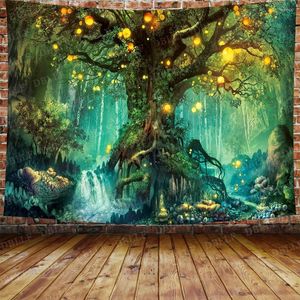 Tapestries Boho Decoration Home Decor Forest Castle Tapestry Fairy Tale Trippy Colorful Butterfly Wall Hanging Fantasy Mural