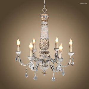 Pendant Lamps American Country Living Room Wooden Chandelier Personality Retro Old Duplex Villa Club Lighting