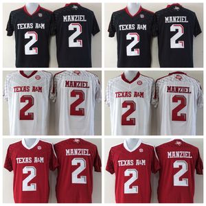 NCAA College Texas Am Aggies Football 2 Johnny Manziel Jersey Men Kids Man Jeugd Red Zwart Team Color Embroidery and Sewing for Sport Fans Ademend goed