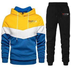 Męskie dresy nowa marka Trapstar Print Sportswear Men Warm Dwa kawałki Zestaw Set Bluza z kapturem Bluza Bluza Jogging G221011