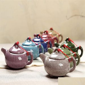 Set da tè e caffè Cinese tradizionale crepa di ghiaccio Smalto teiera Set di design elegante Servizio Cina Teiera rossa Regali creativi 2021257B D Dhovs