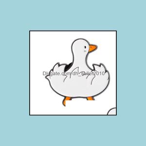 Pins Brooches Customized White Duck Metal Enamel Pins Badge Alloy Women Men Clothing Bag Jewelry Funny Cartoon Cute Hard Brooches 1 Dhux6