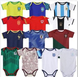 2022 Spanien Baby Soccer Jersey 23 23 Brasils Argentinas Mexicos Home Football Kids Kit 9-18 m￥naders skjorta