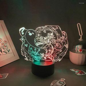 Nachtlichter Genshin Impact Spielfigur Hutao Farbe zweifarbige Lampe 3D-LED-Licht Weihnachtsgeschenk für Freunde Schlafzimmer Dekor Gaming-Zimmer