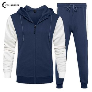 Herrspårsperioder Set -Set Winter Hoodies Pants Piece Set Running Hoody Mens Brand Sweatshirt Sport Joggers Sweatpants Passar Male G221011