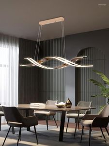 Chandeliers LED Restaurant Chandelier Strip Modern Minimalist 2022 Light Luxury Black Long One Word Bar Table Lamp