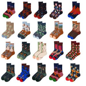 Men's Socks New French Designer Men Women Fashion Creative Crew Sock Graffiti Portrait Harajuku Personality Art Abstract Oil Painting Sock T221011