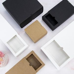 Present Wrap 10st / Brown Black and White Cardboard Box Festival Party Small Pull-Out Jewelry Chocolate Candy Packaging