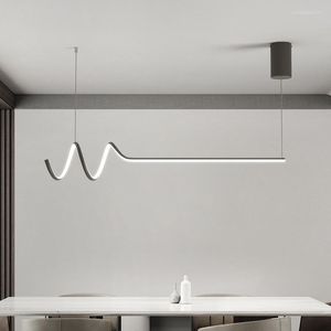 Ljuskronor minimalistisk matsal öbrandljulig belysning modern svart/vit led restaurang kök hängande lampa bar kaffe lång fixtur