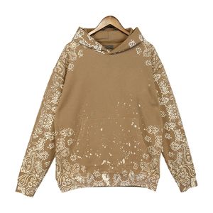 Cashew Print Sweatshirts Khaki Hoodie Männer Frauen Hip Hop Fleece Hoode Pullover Übergroßen Mantel