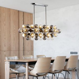 Candeliers Modern LED LED Minimalist Dining Room Chandelier Living Magic Bean Lâmpada Molecular Personalidade Bar Ilha da Cozinha pendurada