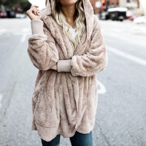 Kvinnors päls långa jacka kvinnor vinter 2022 femme faux kappa gradient mink huva kläder varm mjuk päls överrock