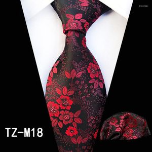 Bow Linds Fashion 8cm Silk Men's Tie Set Red Floral Green Jacquard Jacquard Pocket Square Suit Men Business Wedding Wedding