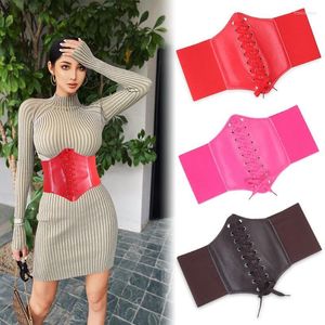 G￼rtel Frauen Charme breiter Korsett am Bund PUED PU Leder Band Elastic Stretch Cinch Tailleng￼rtel