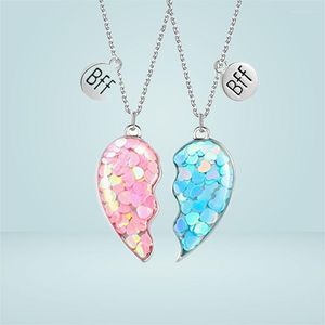 Pendant Necklaces Glue Cartoon Alloy Jewelry Sequins Heart Shape Friend Children Necklace Set Fashion Creative Lovely