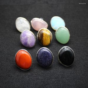 Bröllopsringar Naturliga stenar Kvinnor Öppnar stor oregelbunden Rose Purple Crystal Opal Pink Quartz Mid Finger Ring för årsdag