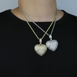 iced out heart lock pendant paved 5A cz stone plated gold silver for women men punk styles hip hop jewelry wholesale