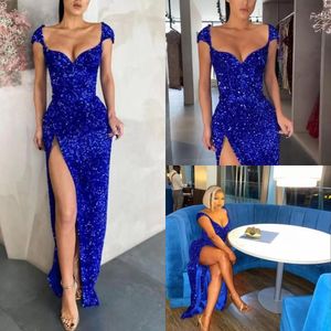2023 PROM PROMES PROMES Sexy Royal Blue Arabic Sequin Sequin Secins Seading