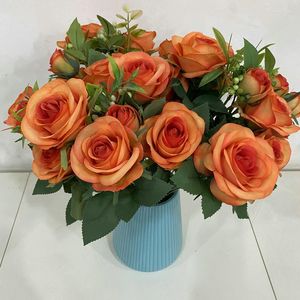 Dekorativa blommor 48 cm Retro Simulering 10 Sophie Roses Holding Bouquet Fake Home Dining Table Bedroom Wedding Decoration Party Gift