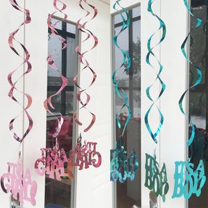 Decorazione per feste Swirl Spiral Ornaments Hanging Pink Blue Its Boy Girl Baby Shower Gender Reveal Birthday Ceiling