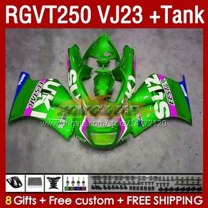 Tank Fairings Kit för Suzuki RGVT250 RGV-250CC SAPC 1997-1998 BODYS 161NO.150 RGV-250 RGV250 VJ23 RGVT-250 1997 1998 RGVT RGV 250CC 250 CC 97 98 ABS FAIRING GRÖN PEARL