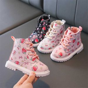 Boots Rubber For Children Waterproof Leather Kids Snow Winter Girl Fashion Booties Y2210