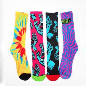 Herrstrumpor hiphop skateboard män 3d målning jultomten skrikande hand sock street stil nyhet calcetines