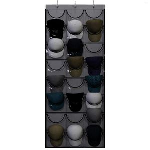 Storage Boxes Hat Rack Organizer Over The Door For Baseball Caps With 24 Deep Pockets Holder Display