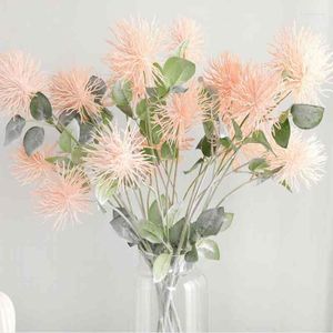 Fiori decorativi 1PCS Party Nodic Home Indoor El Decorazione desktop Ramo artificiale Forcella Piante Plastica Finta seta Pianta Capelli Riccio di mare