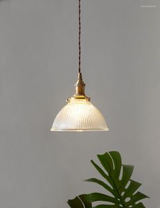 Hängslampor japansk stil ljuskrona takljus restaurang bar retro mässing modern led hängande lampglasskugga för sovrum matsal