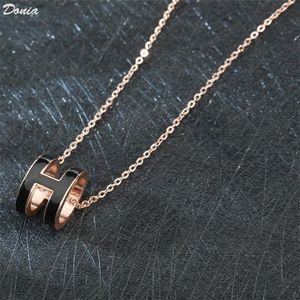 Donia Jewelry Love Home Europe and America Fashion Titanium Stal Posiłek Rose Gold Enomel Naszyjnik Moda Akcesoria Luksusowe urodziny 232J