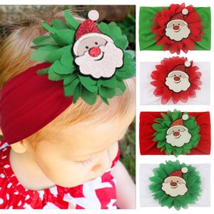 16002 Europa mode spädbarn baby jul pannband barn blomma tecknad jultomten elastisk hårband barn huvudbonad hår tillbehör