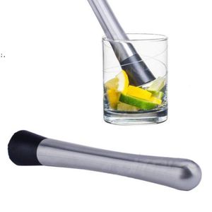 8-Zoll-Cocktail-Stößel aus Edelstahl, Bar-Stößel mit schwarzen Rillen, Eishammer, Obst-Stößel, Wein-Werkzeuge, PSB16197