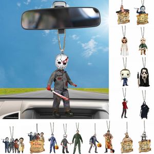 Party Supplies Halloween Doll Ornaments Creative Horror Toys Zombies Skeleton Dwarf Decoration bil Bakre View Mirror Hanging Funny Festival Gift