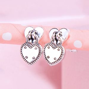 925 Ayar Gümüş Aşk Kalp Kolye Saplama Küpe Kadın Kızlar Düğün Parti tasarımcı Takı Pandora Kız Arkadaşı için Orijinal Kutusu ile Hediye Küpe