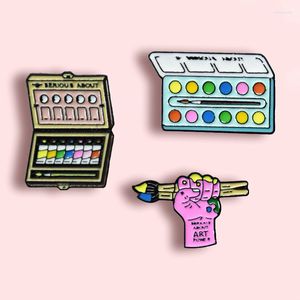 Broşlar moda fırça boya metal emaye broş yaratıcı karikatür çizim tahta rozeti pimi sevimli cazibe ressam sanat çiğ giyim takı takı
