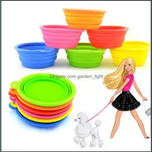 Dog Bowls Feeders Ups 300Pcs Sile Fordable Pet Cat Dog Bowl Folding Collapsible Puppy Doggy Feeder Water Food Container Bowls Drop Dhu0R