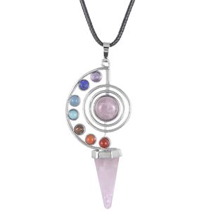 Fashion Point Making Pendant Wholesale Healing Stone Yoga 7 Seven Chakras Jewelry Heal Sign Symbol Charm Pendant For Gift