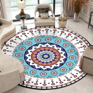 Mattor Bohemian Retro Ethnic Mandala Round Mat Flower Printed Carpet For Living Room Kids Large Area Rug Home Decor Tapete