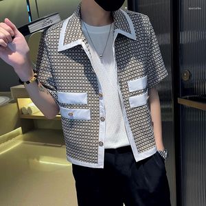 Men's Jackets 2022 British Style Men's Summer Small Sweet Wind Short Sleeve Jackets/Male Slim Fit Plaid Leisure Coat Plus Size S-2XL