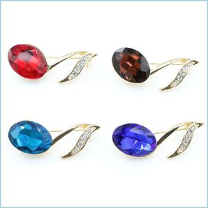 Pins Broschen Musiknote Legierung Pins Diamant Inlay Vergoldet Kristall Kleidung FL Kleid Broschen Frauen Schmuck Accessoires Party Dhw8S