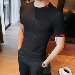 Men's Sweaters 2022 British Style Men's Summer Top Quality Short Sleeve Knitting Sweaters/Male Slim Fit Round Collar Casual Pullover