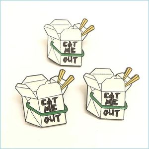 Pins Brooches Fast Food Box Enamel Pin Cartoon Eat Me Brooches Button Badge Gift For Kids Friends Lapel Jewelry Clothes Jeans Cap B Dhnaj