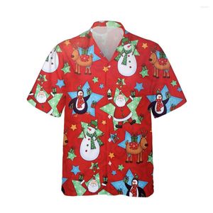 Men's Casual Shirts Jumeast 3d Retro Christmas Printed Hawaiian Shirt Santa Claus Mens Fashion Short Sleeve For Men Trendy Blouses
