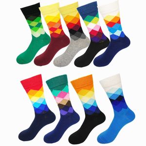 メンズソックス男性潮socksグラデーションカラーパラグラフスタイルコットンメンズニーハイビジネスソックスEUR36-43 T221011