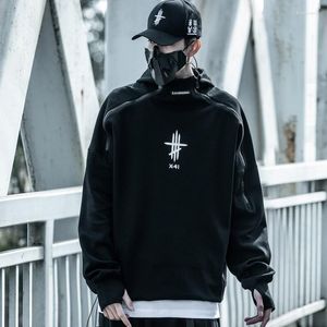 Herrtr￶jor herr streetwear hoodie mode hi street techwear tr￶ja med oregelbunden blixtl￥s ￶verdimensionerad harajuku hip hop taktiska toppar